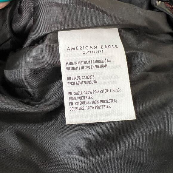 American Eagle AE Oversized Sherpa Fleece Pullover Buffalo Plaid Red M Medium - Picture 8 of 9